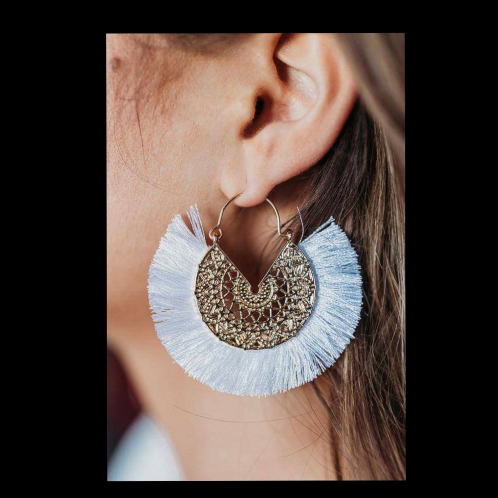 ANTHROPOLOGIE Amelia Filigree Fringe Hoop Earrings - Picture 12 of 12
